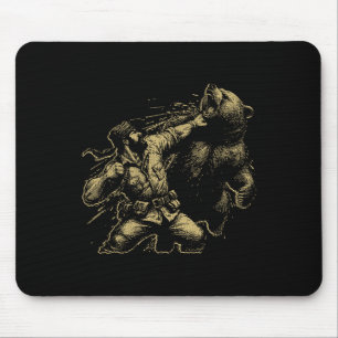 Mousepad Urso Engraçado Prendendo Urso Retro Caça-Vintagem