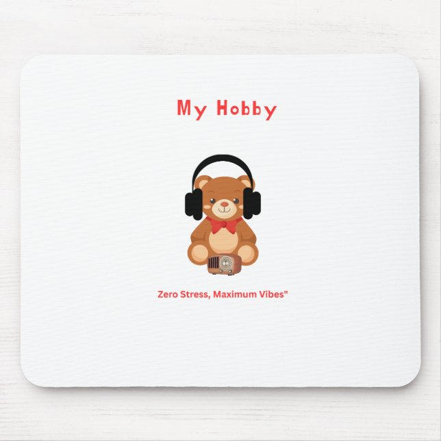 Mousepad Urso Fofo Meu Hobby Gaming e MouseMousepad de Escr (Frente)