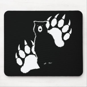 Mousepad Urso-grizzle e pegadas Design gráfico