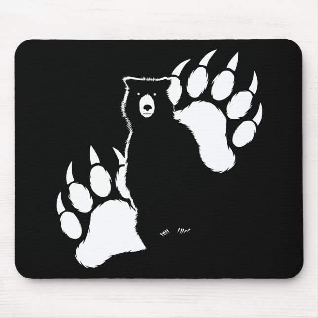 Mousepad Urso-grizzle e pegadas Design Gráfico (Frente)