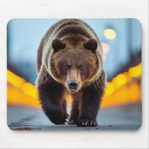 Mousepad Urso Grizzly Animal Selvagem Na Rua