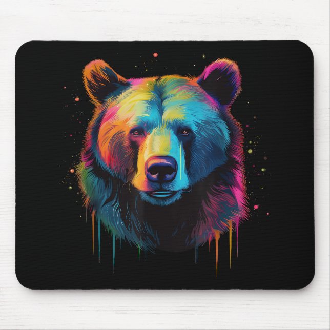Mousepad Urso Grizzly Aproxima Urso Cinza Grande Pop (Frente)