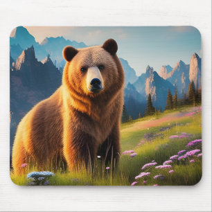 Mousepad Urso Grizzly no lado da montanha