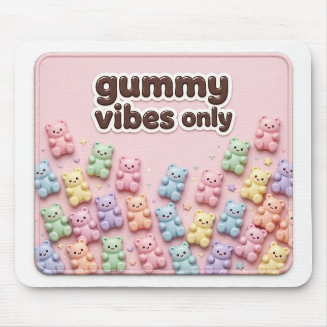 Mousepad Urso Gummy Pastel Kawaii Candy Core Fofo (Frente)