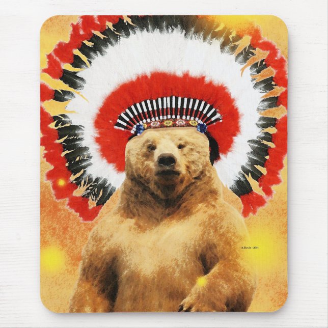 Mousepad Urso indiano do nativo americano (Frente)
