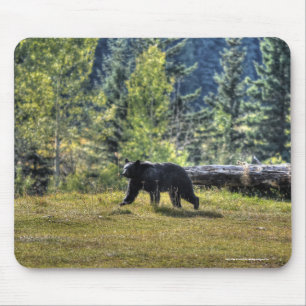 Mousepad Urso Negro Atravessando Uma Pastagem Ranhura