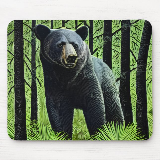 Mousepad Urso Negro Selvagem abstrato Russo (Frente)