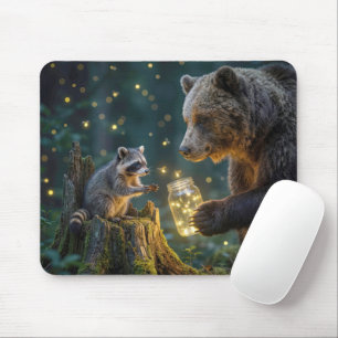 Mousepad Urso Oferecendo um Pote de Vaga-Lumes a um Guaxini