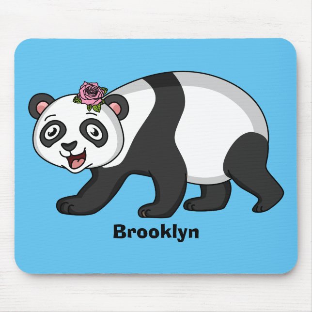Mousepad Urso panda bonito e feliz com desenho animado (Frente)