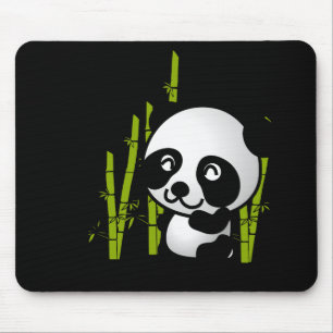 Mousepad Urso panda branco e preto num pomar de bambu.