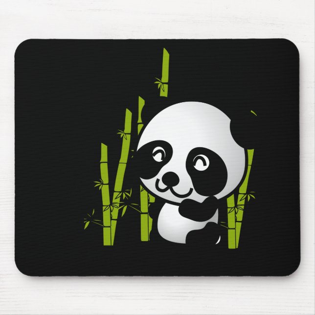 Mousepad Urso panda branco e preto num pomar de bambu. (Frente)