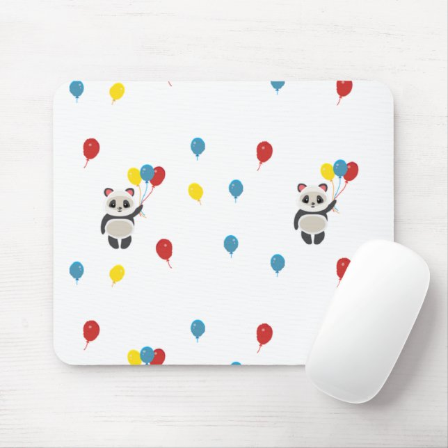 Mousepad Urso-Panda com balões brancos (Com mouse)