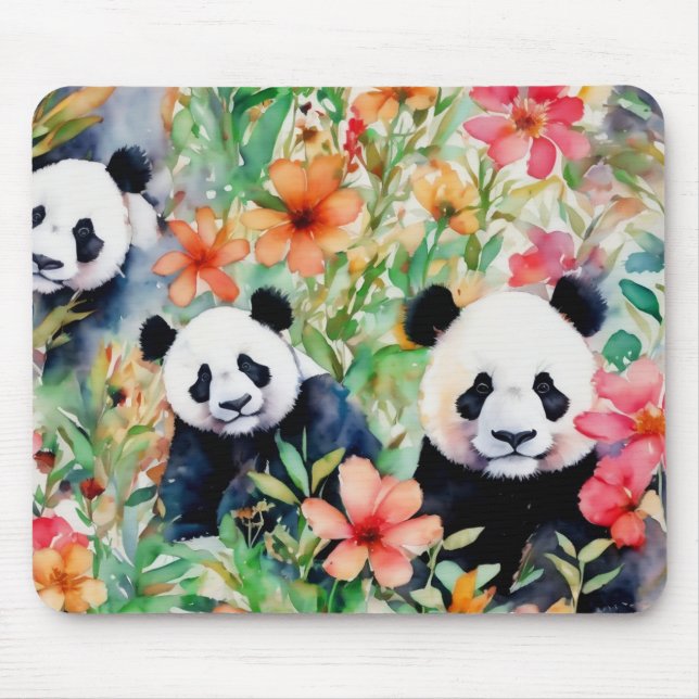 Mousepad Urso Panda de Aquarela (Frente)