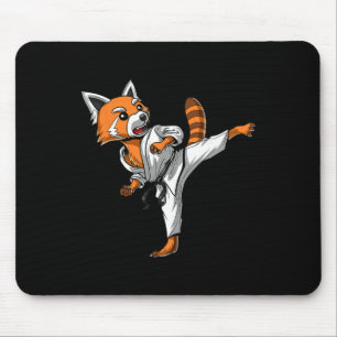Mousepad Urso Panda Vermelho Karatê Artes Marciais Kickboxi