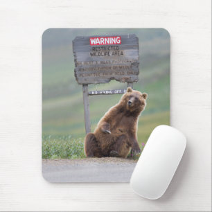 Mousepad Urso Pardo Brinca Com Placa