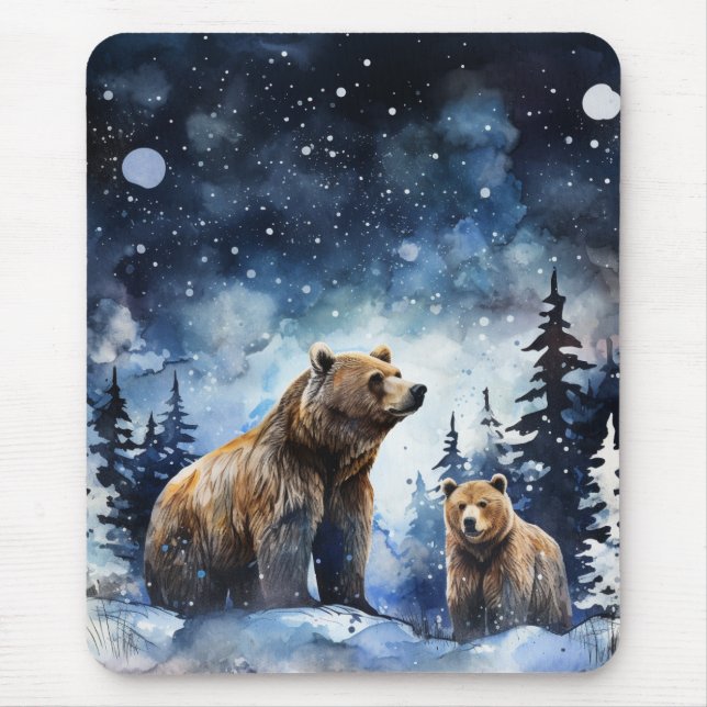 Mousepad Urso Pardo e Bebê (Frente)