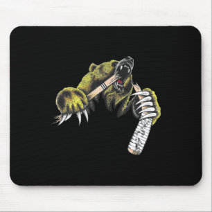 Mousepad Urso Pardo Explodindo Embora Bastão de Hóquei Mord