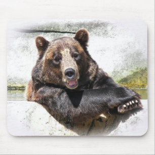 Mousepad urso pardo sorridente
