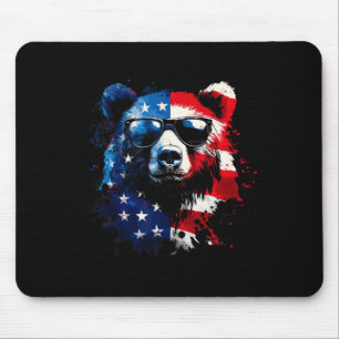 Mousepad Urso Patriótico Bandeira Americana Urso Pardo 4 De