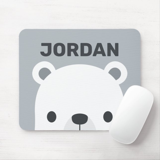 Mousepad Urso Polar Bonito com Nome Personalizado (Com mouse)