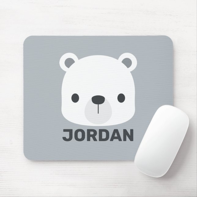 Mousepad Urso Polar Bonito com Nome Personalizado (Com mouse)