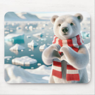 Mousepad Urso Polar com Peças Formando Coração