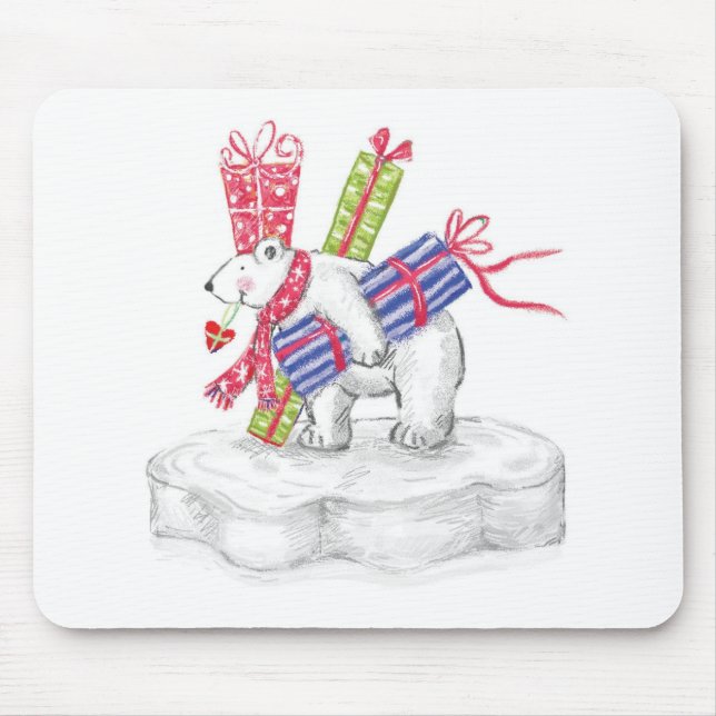 Mousepad Urso Polar de Desenho Animado Fofo com Presentes d (Frente)