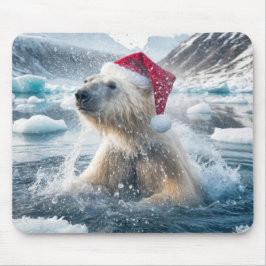 Mousepad Urso Polar De Natal Na Água