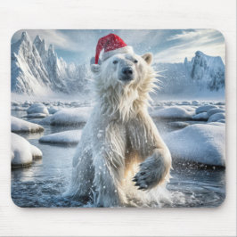 Mousepad Urso Polar De Natal Na Água Árctica