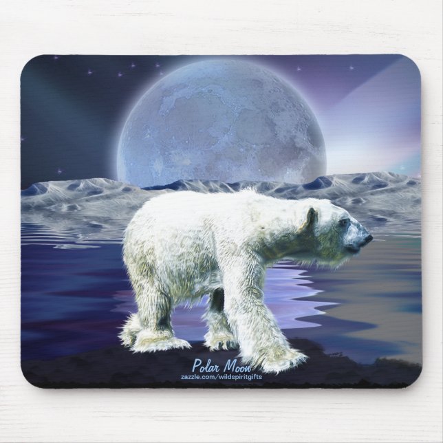 Mousepad Urso Polar e Lua Árctica (Frente)