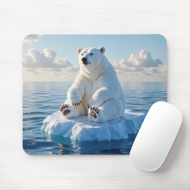 Mousepad Urso Polar Flutuando Em Um Bloco De Gelo (Com mouse)