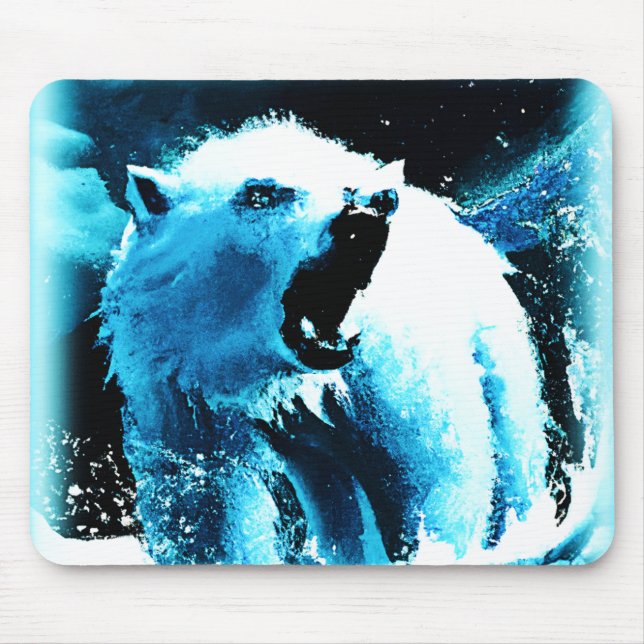 Mousepad "Urso Polar Irritado" - Pintura Bonita. Comprar Ag (Frente)