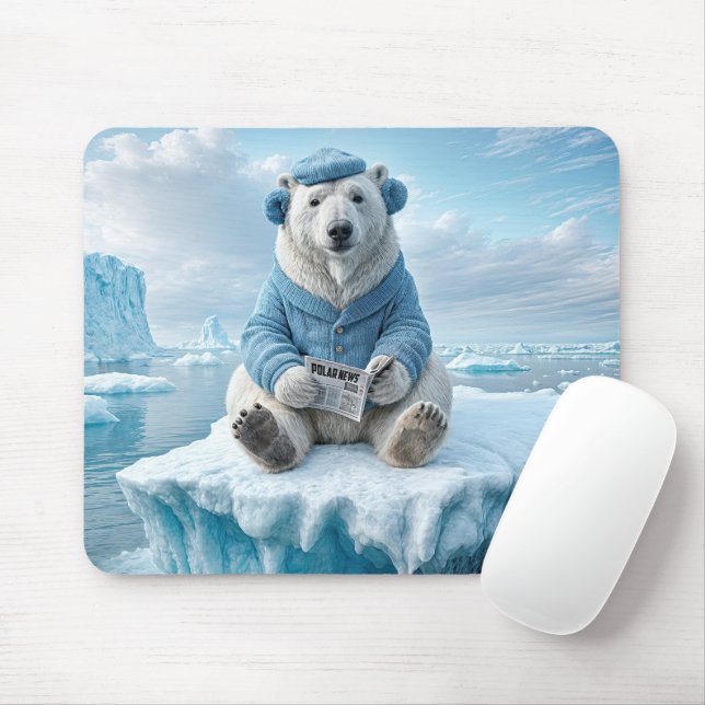 Mousepad Urso Polar Lendo um Jornal (Com mouse)
