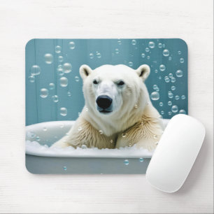 Mousepad Urso Polar Na Banheira De Bolhas