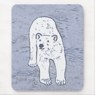 Mousepad Urso Polar na Pintura do Gelo - Arte Original da V