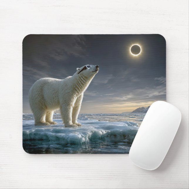 Mousepad Urso Polar Olhando para Eclipse Solar  (Com mouse)