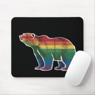 Mousepad Urso Polar Retrô Arco-íris Lésbica LGBT Gay Orgulh