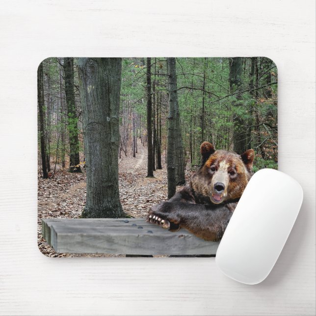 Mousepad Urso sentado em uma Mesa de piquenique (Com mouse)