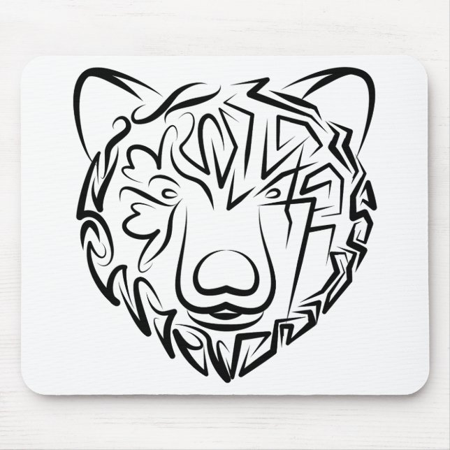 Mousepad Urso Tribal Negro e Branco (Frente)