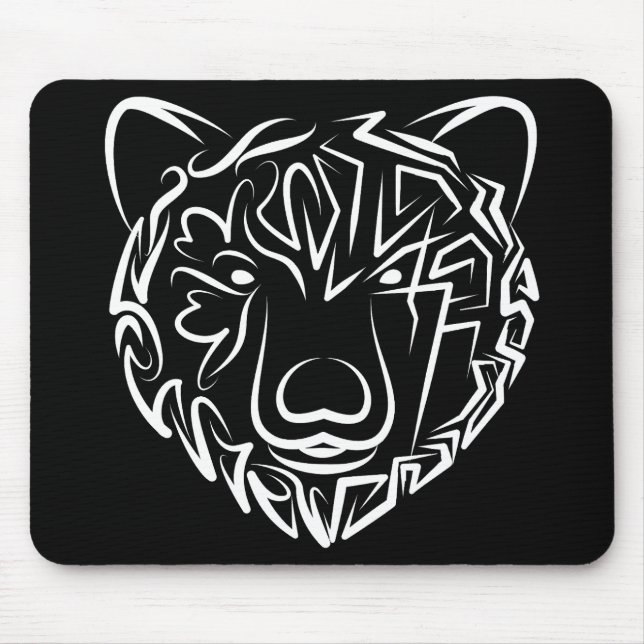 Mousepad Urso Tribal Negro e Branco (Frente)