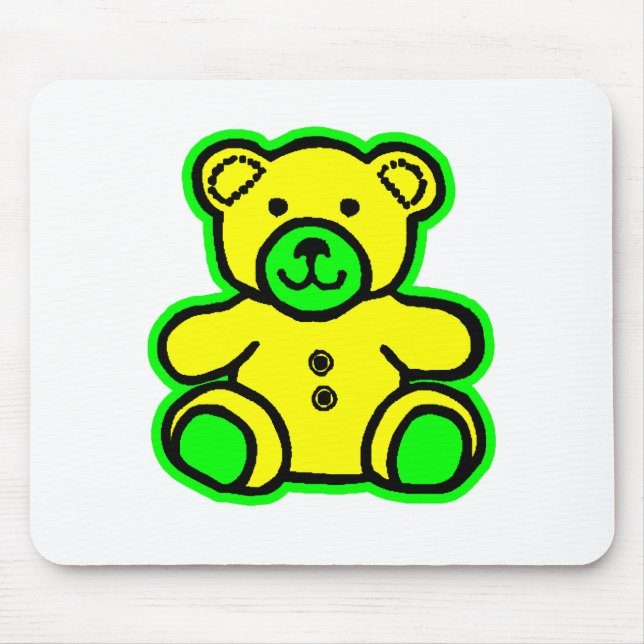 Mousepad Urso Verde Amarelo MUSEUM Zazzle Presente (Frente)