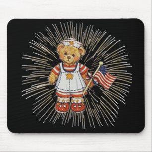 Mousepad Urso Vintage com Fireworks Branco moderno