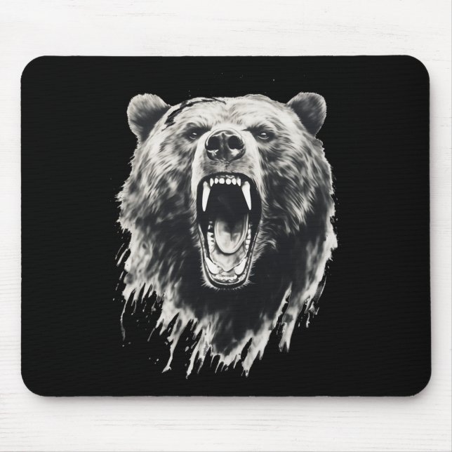 Mousepad Urso Vintage Urso Pardo Bravo Caminhada Acampament (Frente)