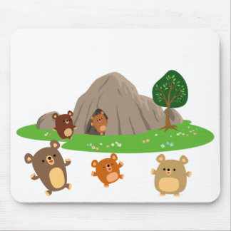 Mousepad Ursos de Cartoon Bonitos em um Bloco de Esfregões
