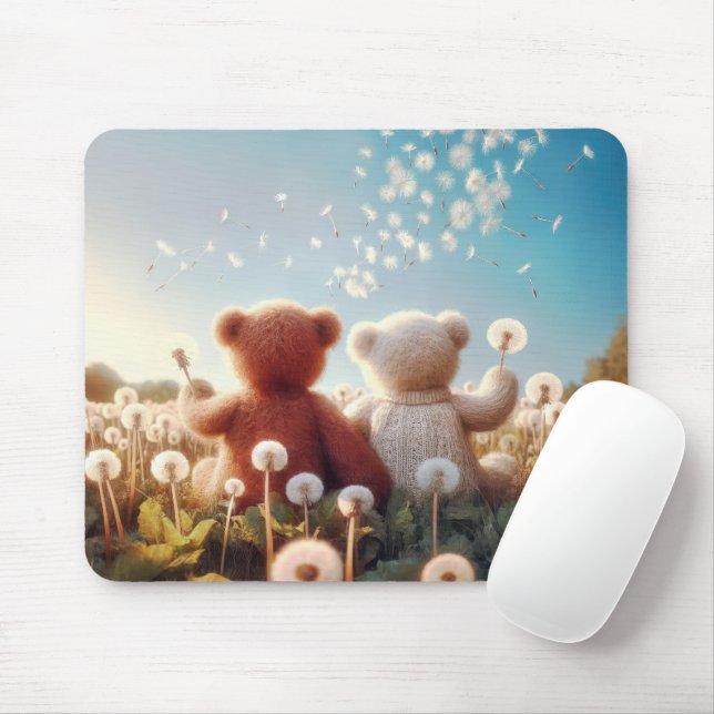 Mousepad Ursos de Teddy num Campo de Dandelion (Com mouse)