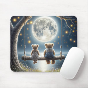 Mousepad Ursos de Teddy sobre um balanço à luz da Lua