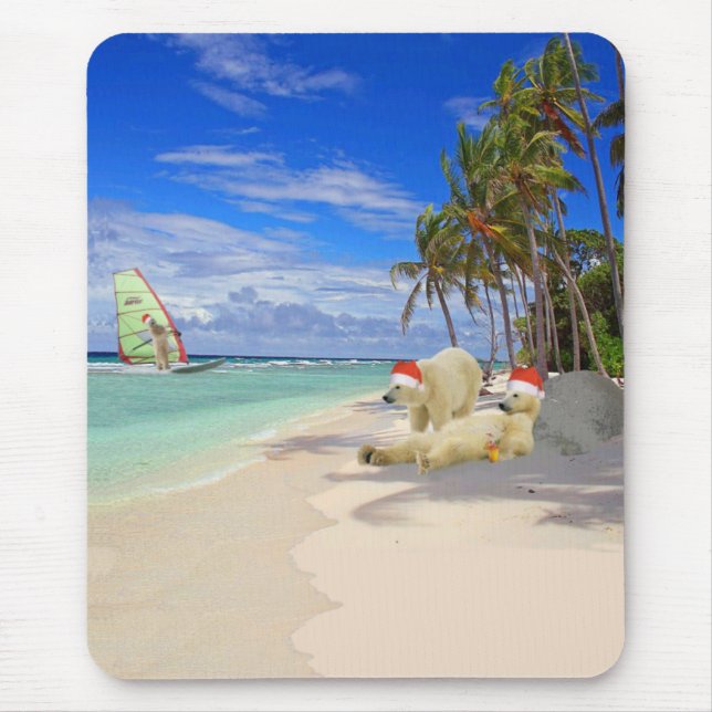 Mousepad Ursos polares do Natal engraçado (Frente)