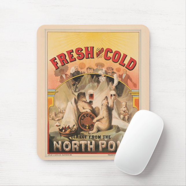 Mousepad Ursos Polares Estão Aproveitando Lâmpadas De Cerve (Com mouse)