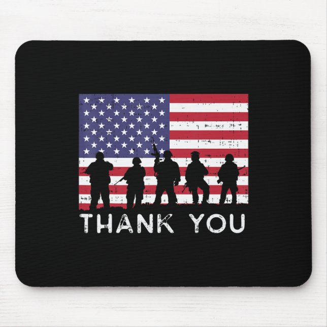 Mousepad US American Flag Soldiers Obrigado Dia Memorial P (Frente)