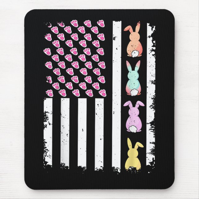 Mousepad US American Flag with Bunny for Easter Day (Frente)